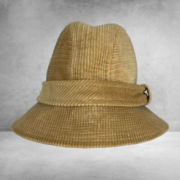 Trav'ler by Country Gentleman Men's Tan Vintage Fedora Corduroy Hat 7 1/8 - Picture 2 of 8